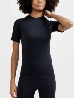 Craft CORE Dry Active Comfort Ondershirt Korte Mouw Zwart Dames -Craft craft baselayer dames core dry active comfort ss w 1911677 999000 02